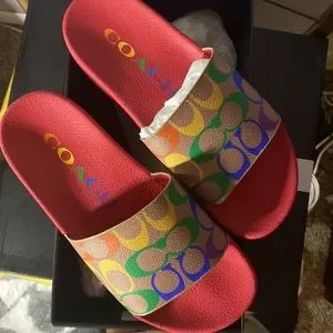 Shoes | Coach Rainbow Pride Collection Slides Size 6 | Poshmark display picture 2